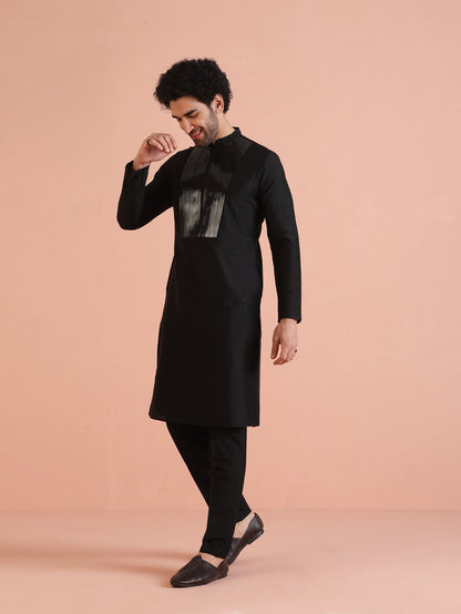 Men's Black Kurta Trouser Set