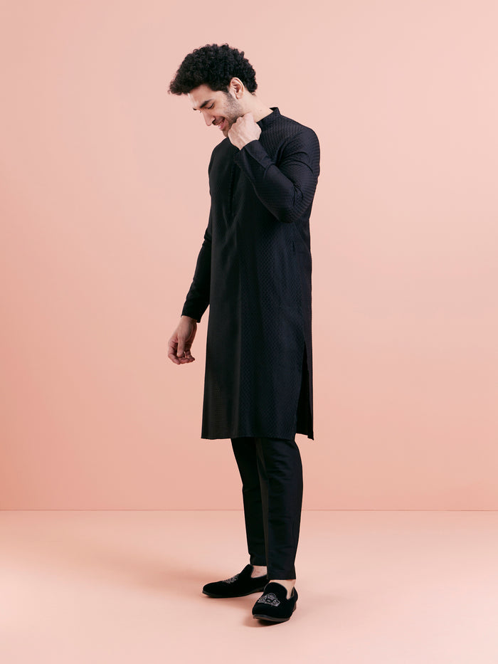 Men's Black Kurta Trouser Set