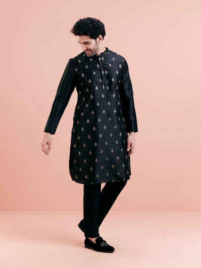 Men's Black Kurta Trouser Set