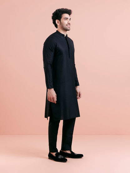 Men's Black Kurta Trouser Set