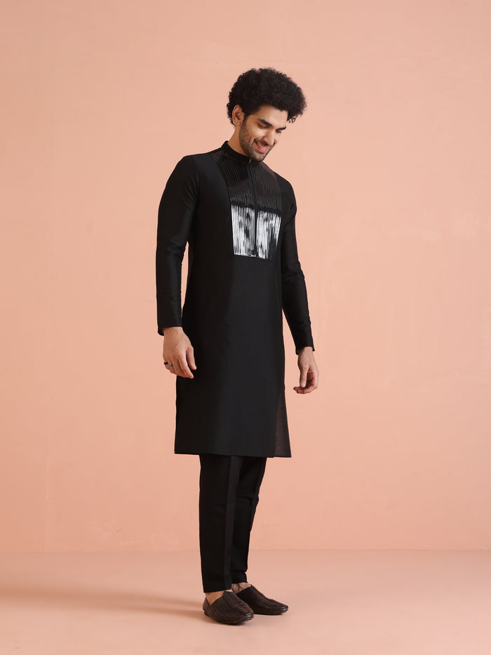 Men's Black Kurta Trouser Set