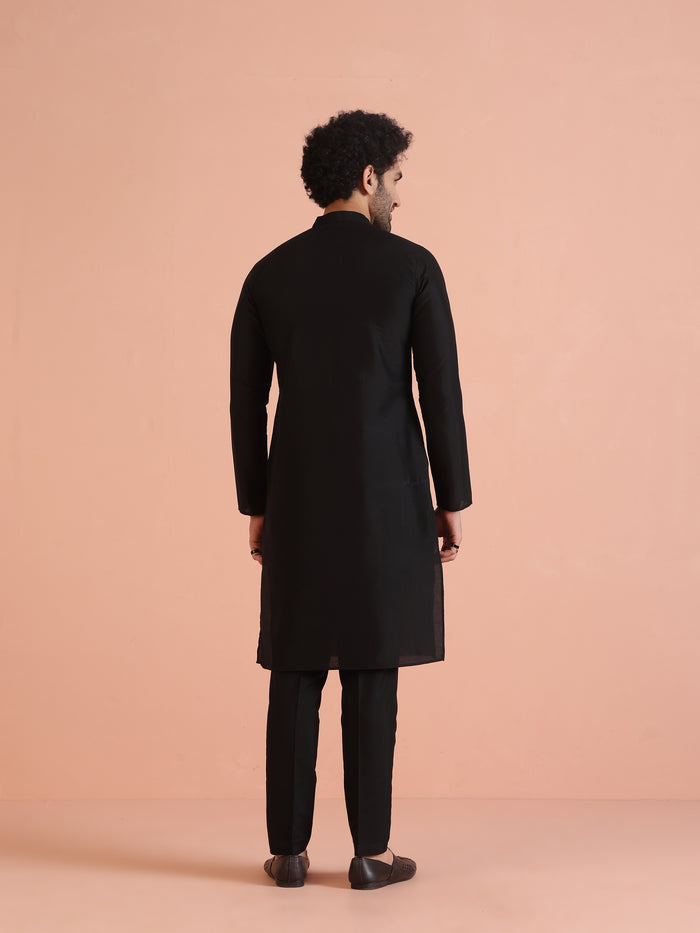 Men's Black Kurta Trouser Set