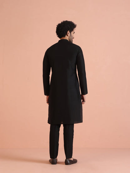 Men's Black Kurta Trouser Set