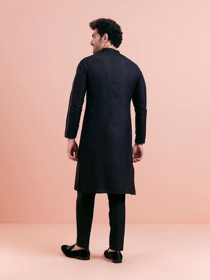 Men's Black Kurta Trouser Set