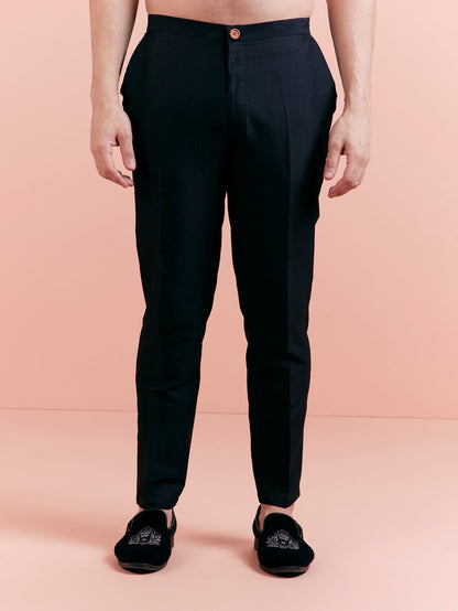 Men's Black Kurta Trouser Set