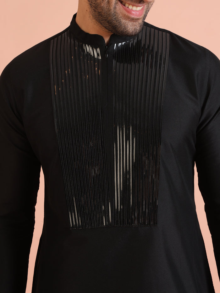 Men's Black Kurta Trouser Set