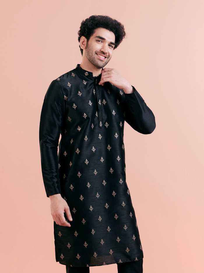 Men's Black Kurta Trouser Set