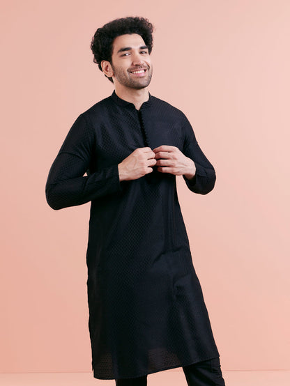 Men's Black Kurta Trouser Set