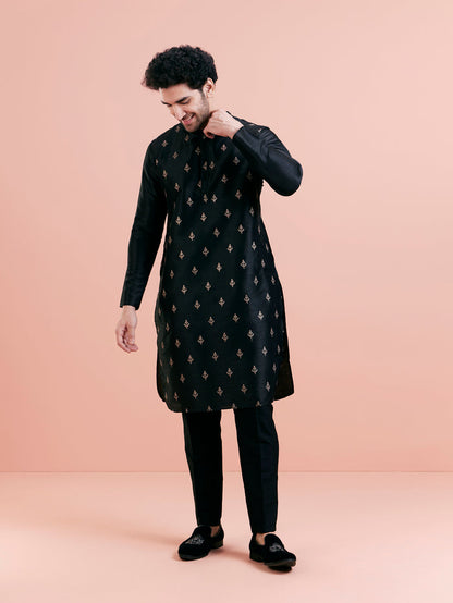 Men's Black Kurta Trouser Set