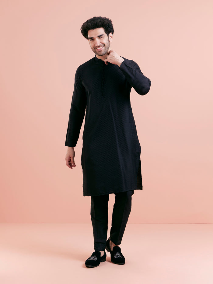 Men's Black Kurta Trouser Set