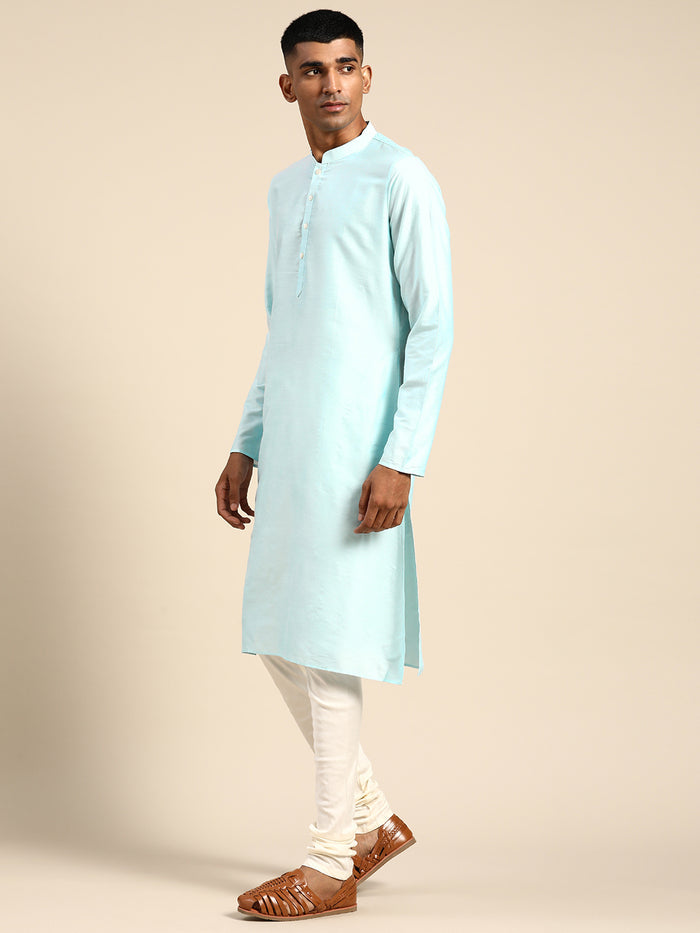 Men's Blue Indowestern Set With Kurta and Churidar