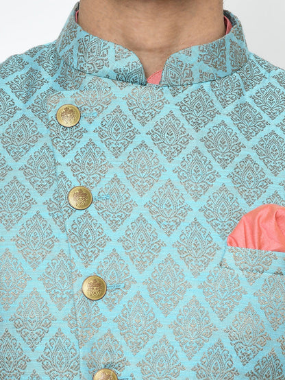 Men's Blue Indowestern Set With Kurta and Churidar