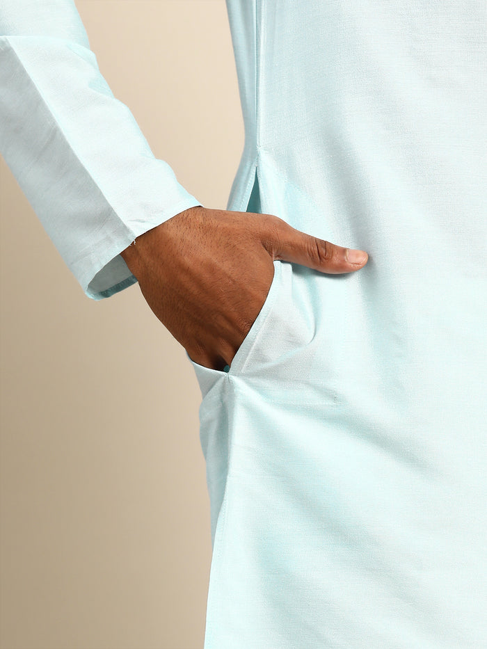 Men's Blue Indowestern Set With Kurta and Churidar
