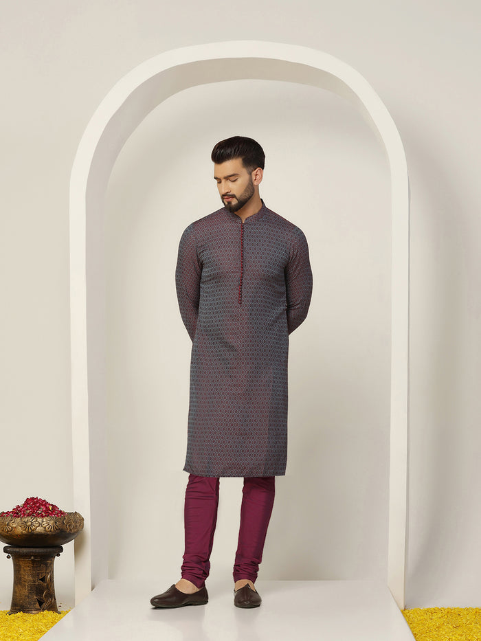 Men's Blue Kurta Churidar Set