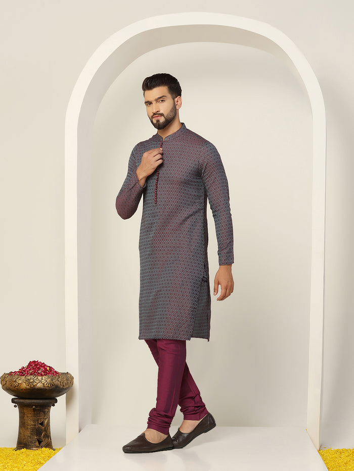 Men's Blue Kurta Churidar Set