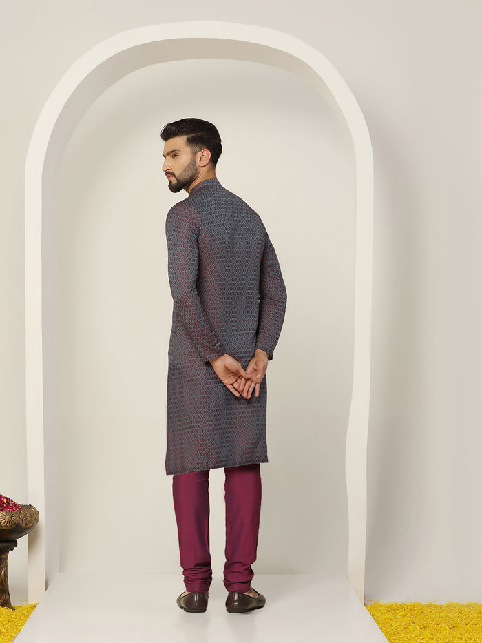 Men's Blue Kurta Churidar Set