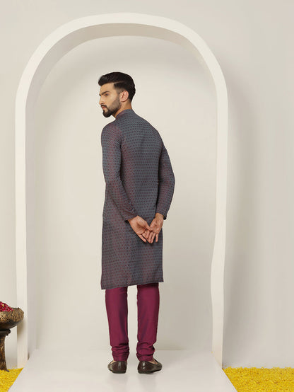 Men's Blue Kurta Churidar Set
