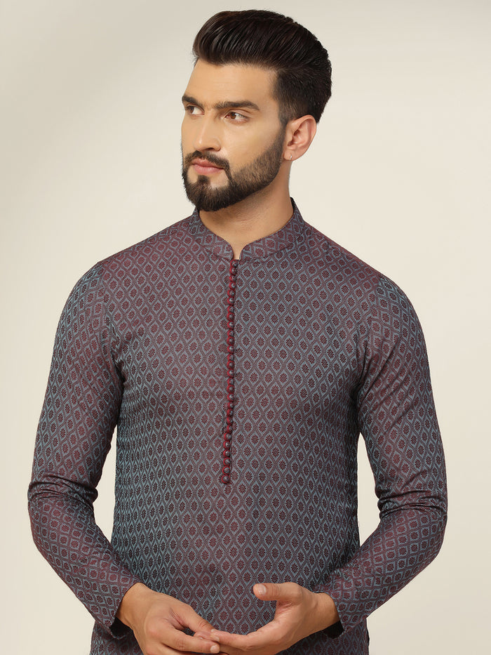 Men's Blue Kurta Churidar Set