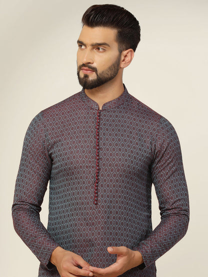 Men's Blue Kurta Churidar Set