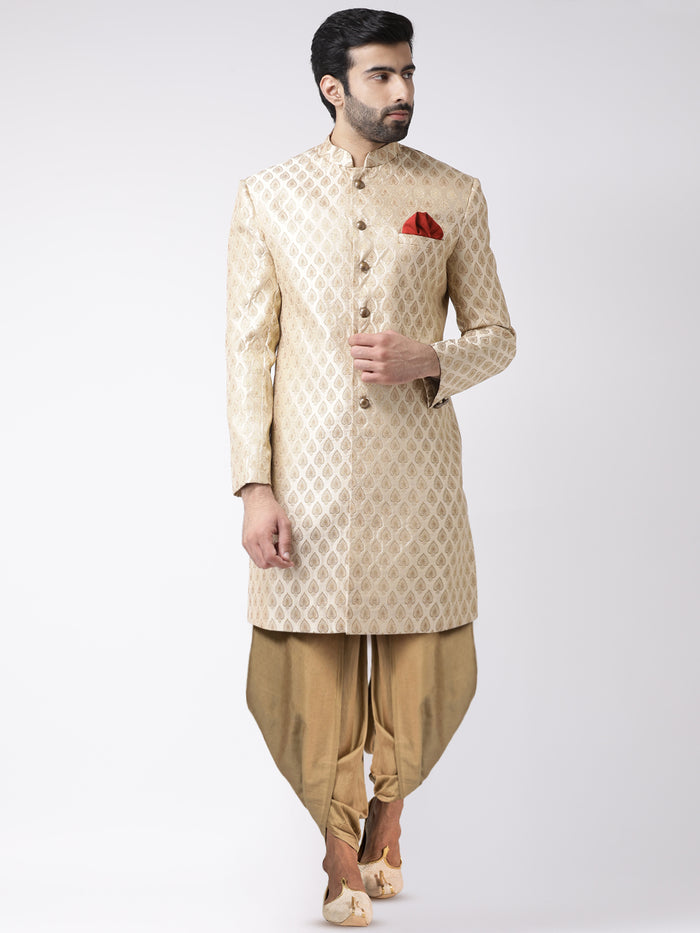Men's Cream Indowestern Set With Dhoti