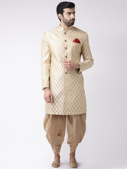 Men's Cream Indowestern Set With Dhoti
