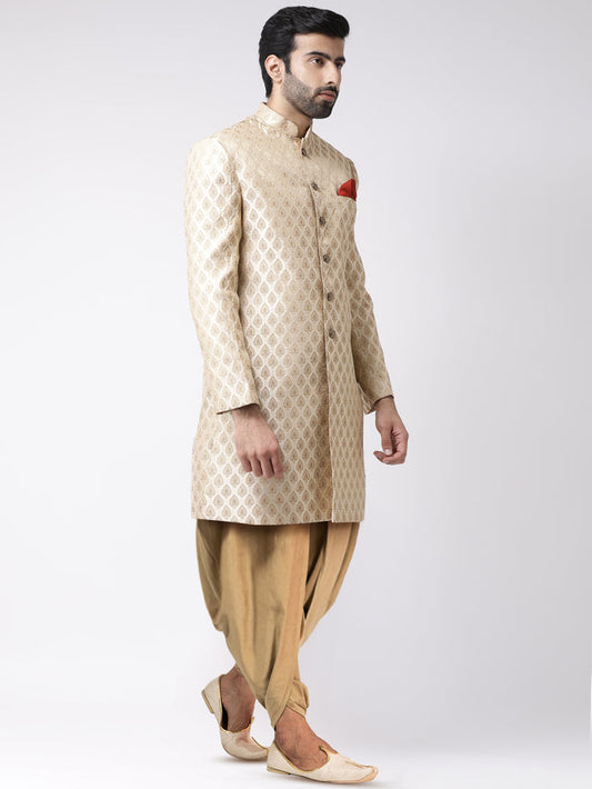 Men's Cream Indowestern Set With Dhoti