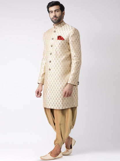 Men's Cream Indowestern Set With Dhoti