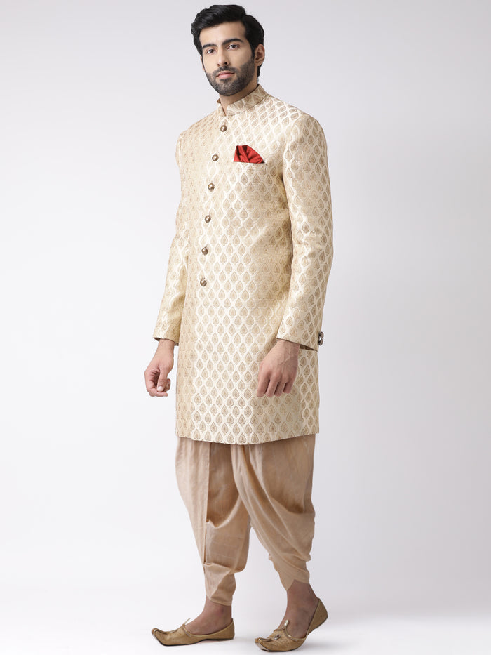 Men's Cream Indowestern Set With Dhoti