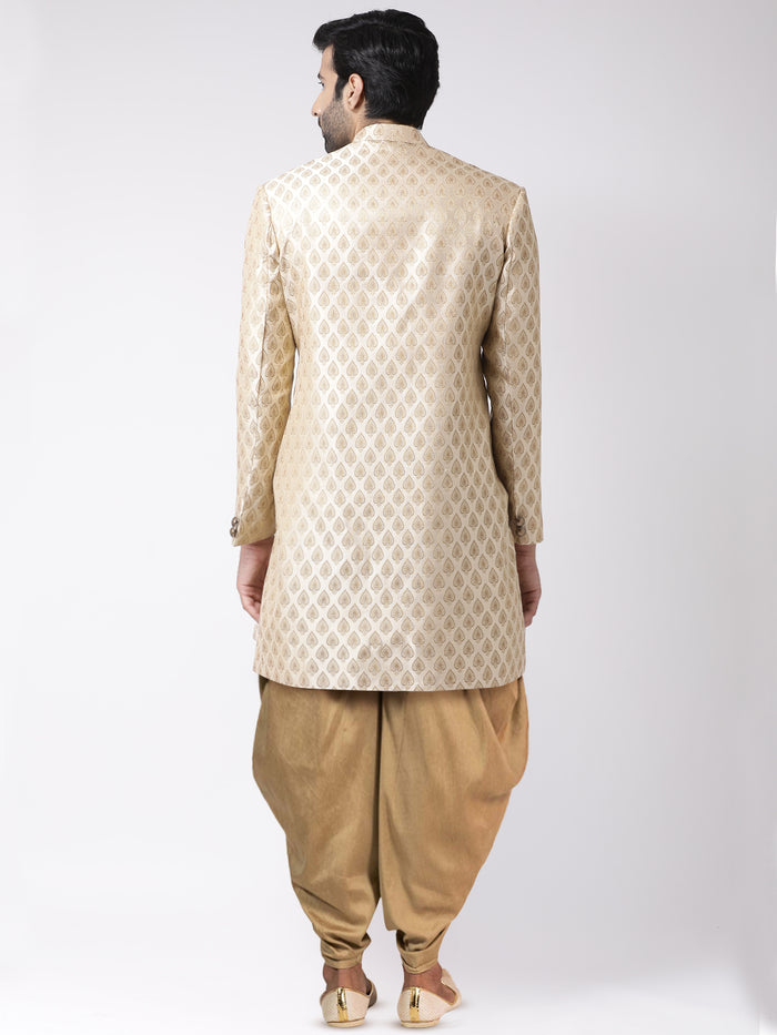 Men's Cream Indowestern Set With Dhoti