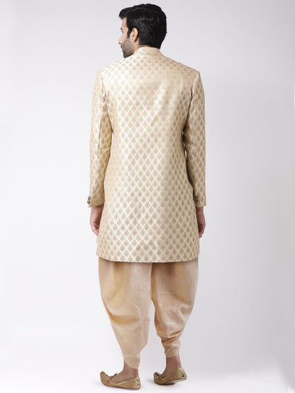 Men's Cream Indowestern Set With Dhoti