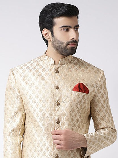 Men's Cream Indowestern Set With Dhoti
