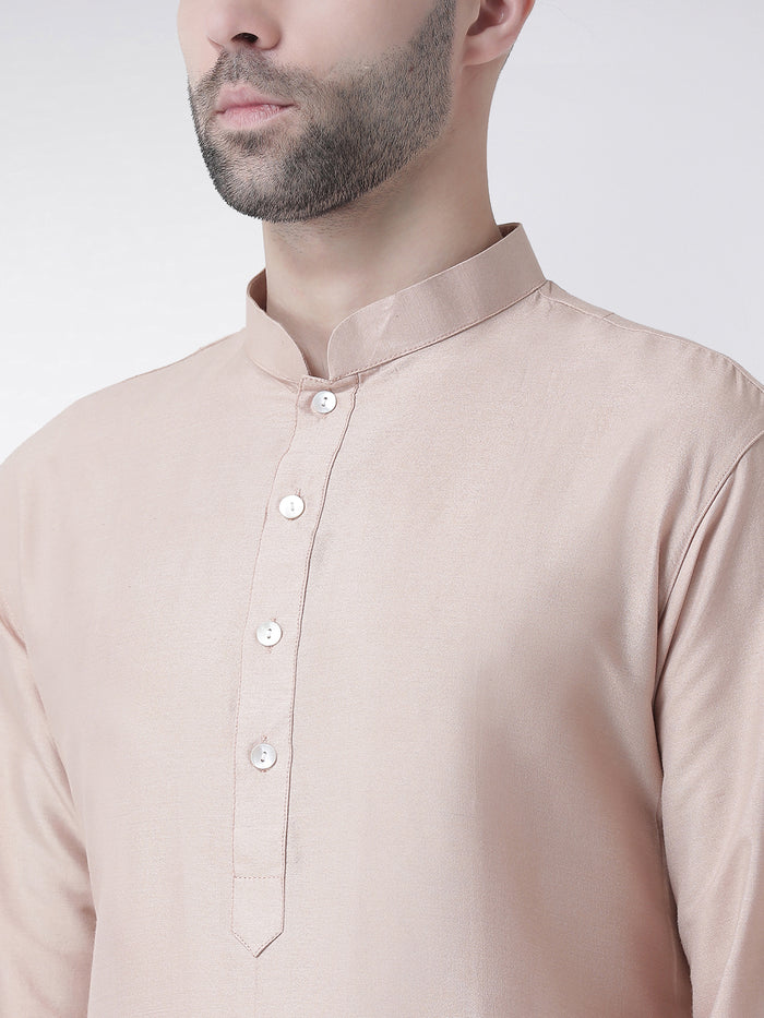 Men's Dark Cream Kurta Churidar Set