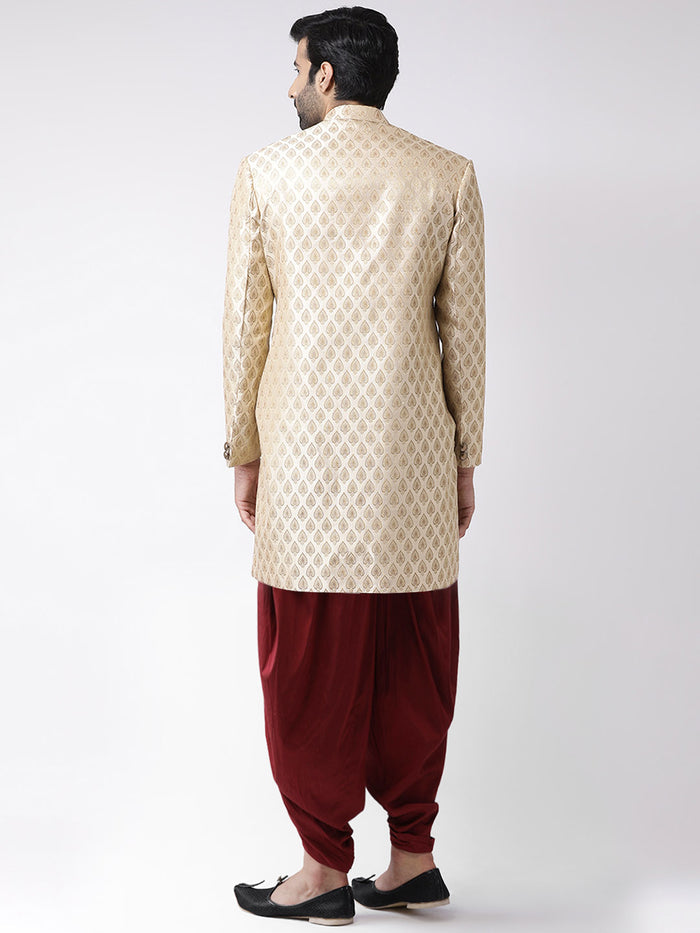 Men's Gold Indowestern Set With Dhoti