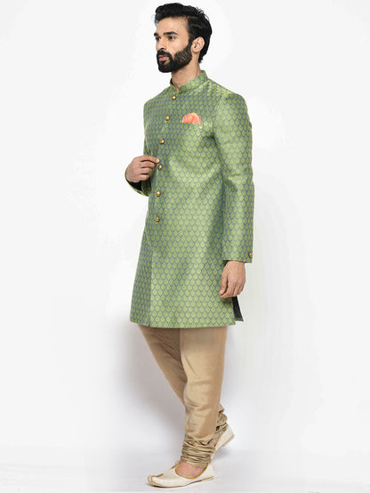 Men's Green Indowestern Set With Churidar