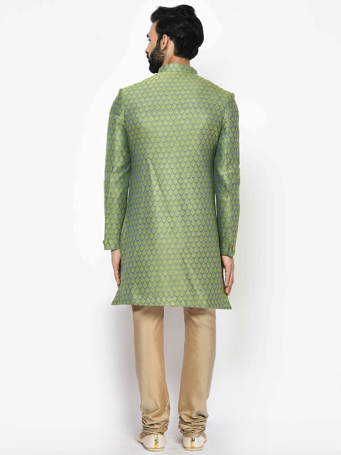 Men's Green Indowestern Set With Churidar