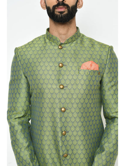 Men's Green Indowestern Set With Churidar