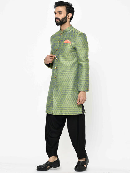 Men's Green Indowestern Set With Patiala