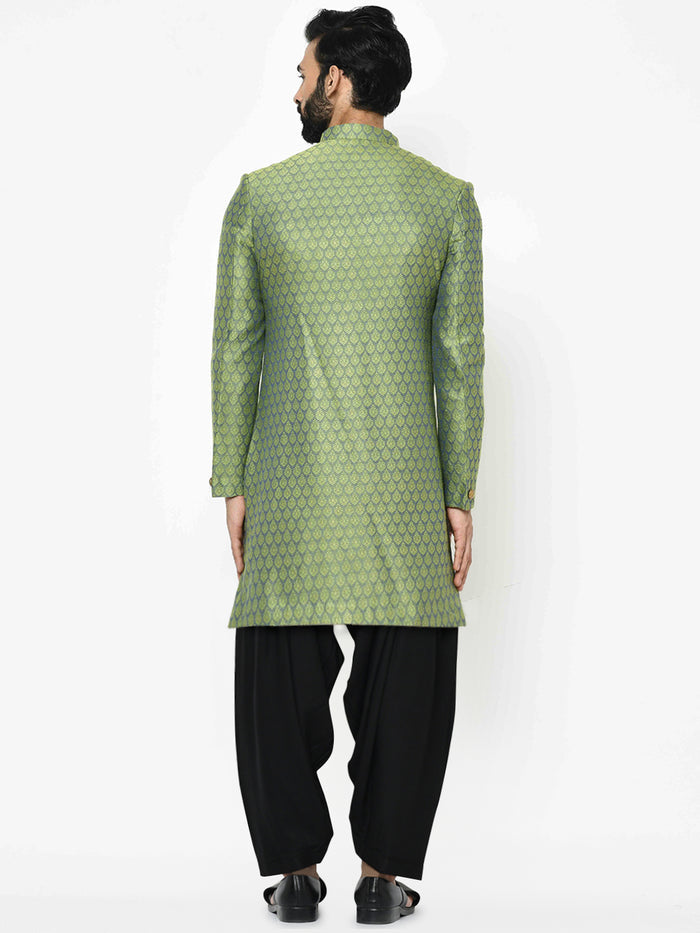 Men's Green Indowestern Set With Patiala