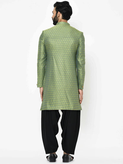 Men's Green Indowestern Set With Patiala