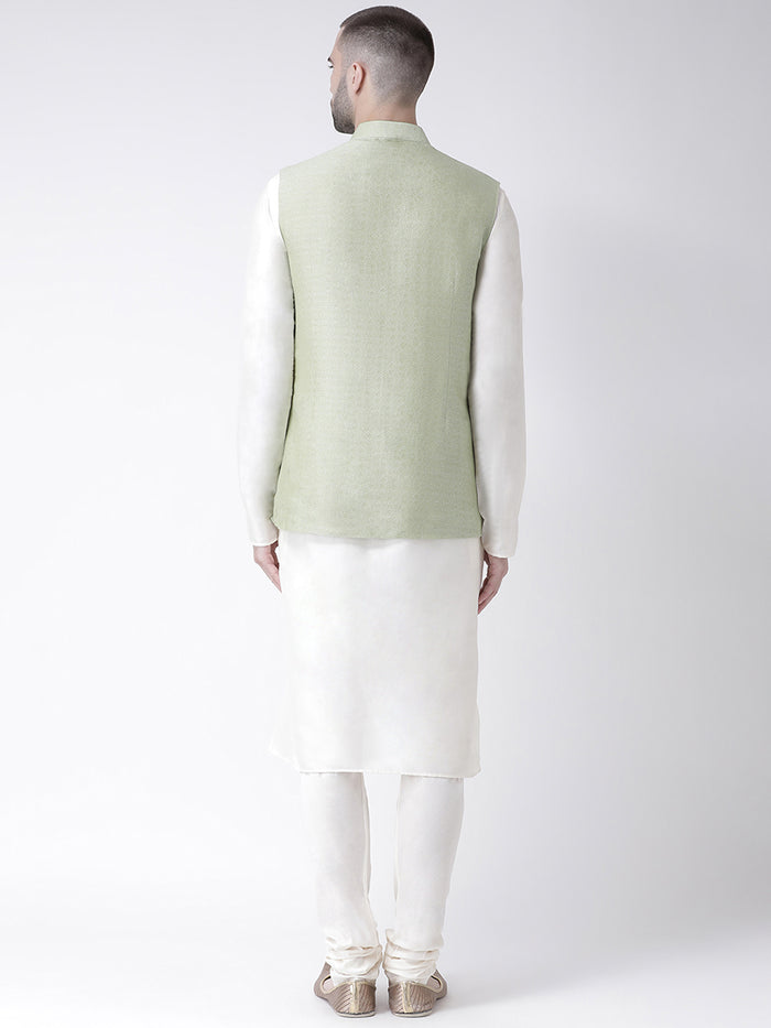Men's Green Kurta Jacket Churidar Set