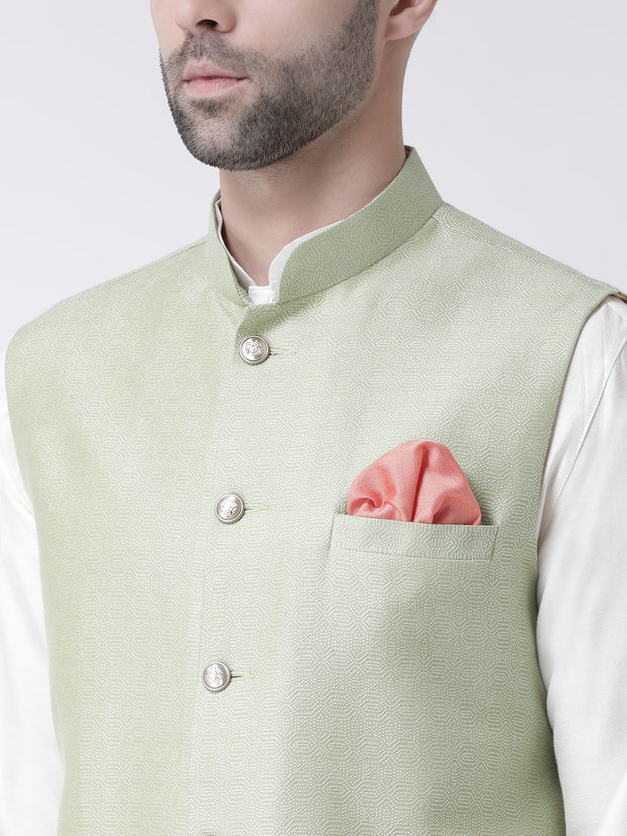 Men's Green Kurta Jacket Churidar Set