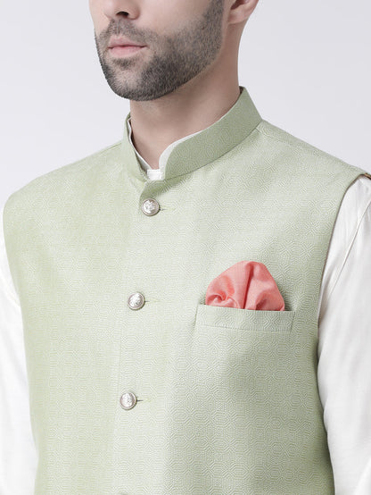Men's Green Kurta Jacket Churidar Set