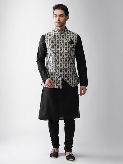 Men's Grey Kurta Jacket Pyjama Set