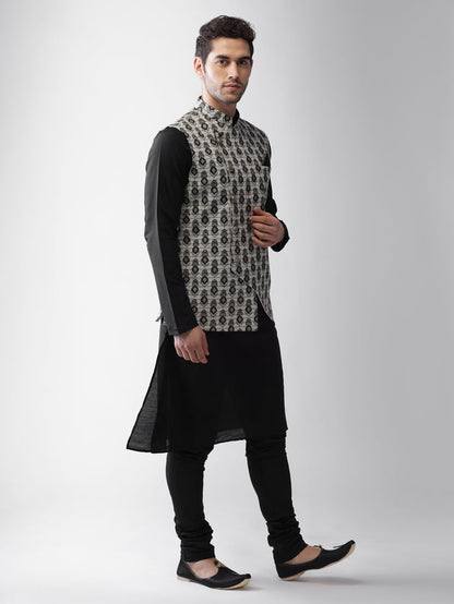 Men's Grey Kurta Jacket Pyjama Set