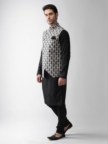 Men's Grey Kurta Jacket Pyjama Set