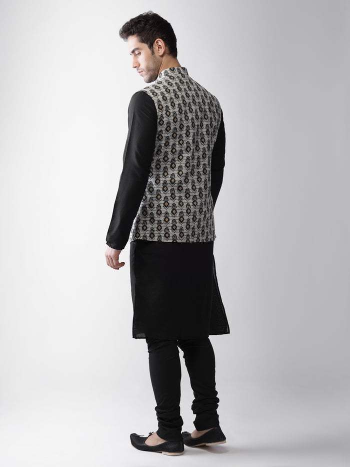 Men's Grey Kurta Jacket Pyjama Set