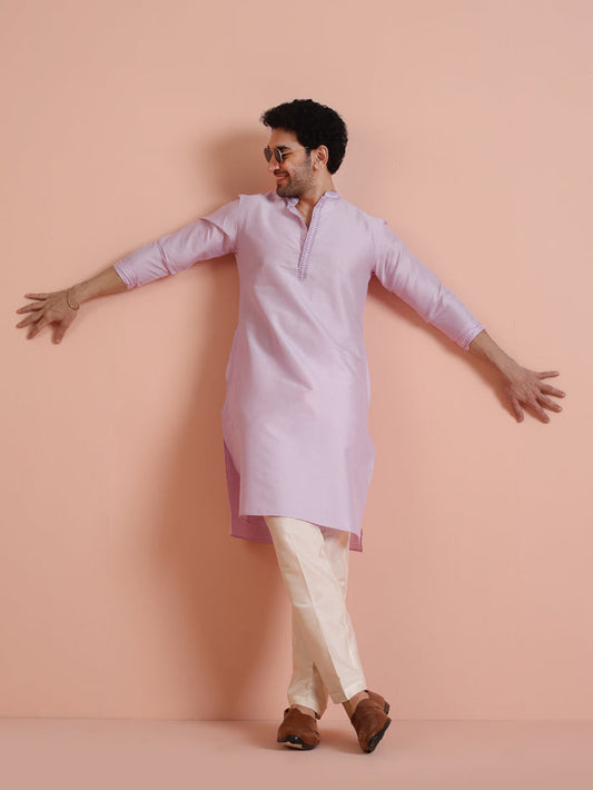 Men's Lavender Kurta Trouser Set
