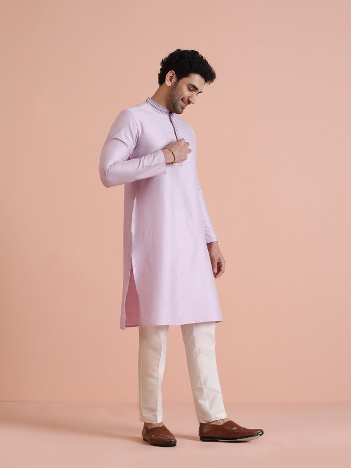 Men's Lavender Kurta Trouser Set