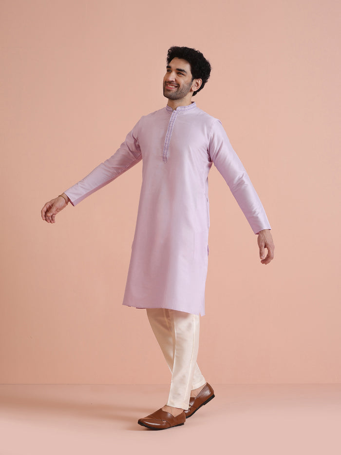 Men's Lavender Kurta Trouser Set