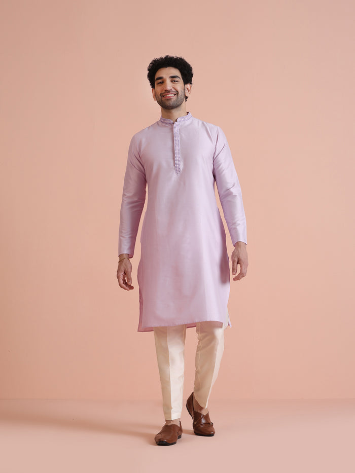 Men's Lavender Kurta Trouser Set